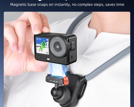 Flymile First-person Perspective Shot Magnetic Quick-release Neck Brace, For DJI Osmo Action 3 / 4 / 5 Pro / 6, For Insta360 Ace / Ace Pro 2 / X5, Universal Action Camera Two-Claw