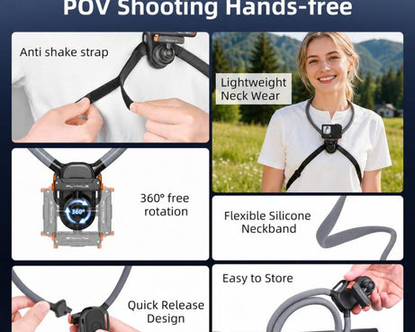 Flymile First-person Perspective Shot Magnetic Quick-release Neck Brace, For DJI Osmo Action 3 / 4 / 5 Pro / 6, For Insta360 Ace / Ace Pro 2 / X5, Universal Action Camera Two-Claw