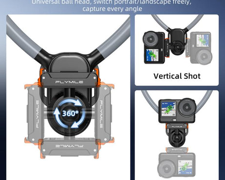 Flymile First-person Perspective Shot Magnetic Quick-release Neck Brace, For DJI Osmo Action 3 / 4 / 5 Pro / 6, For Insta360 Ace / Ace Pro 2 / X5, Universal Action Camera Two-Claw