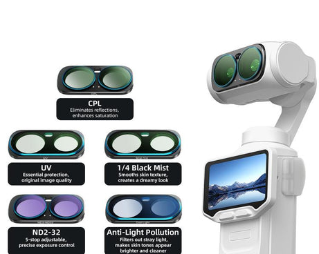 For Insta360 Luna Ultra aMagisn Magnetic Lens Filter, Adj CPL/UV/Black Mist/VND2-32/LPR, Adj CPL/UV/Black Mist/VND2-32, Adj CPL/VND2-32, ND8/16/32/64/128, Adjustable CPL Filter, 1/4 Black Diffusion, LPR, VND2-32, ND8, ND16, ND32, ND64, ND128, 6-Point Star