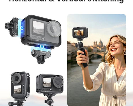 For DJI OSMO Action 6 aMagisn Utility Frame Protective Camera Cage with Cold Shoe Mount & 1/4inch Threaded Hole