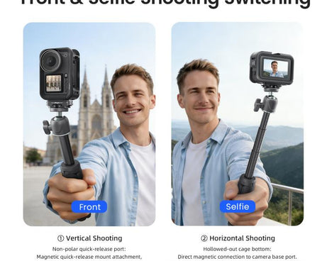 For DJI OSMO Action 6 aMagisn Utility Frame Protective Camera Cage with Cold Shoe Mount & 1/4inch Threaded Hole