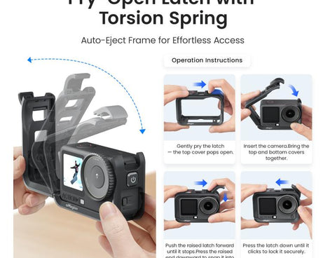 For DJI OSMO Action 6 aMagisn Utility Frame Protective Camera Cage with Cold Shoe Mount & 1/4inch Threaded Hole