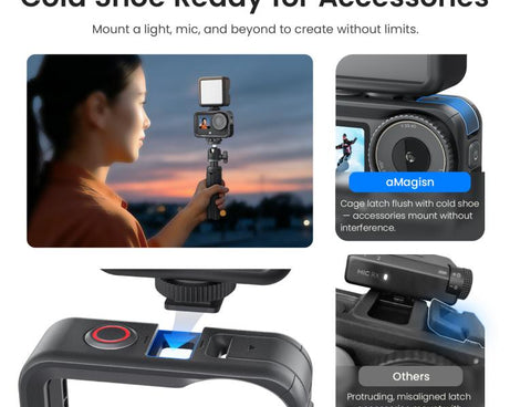 For DJI OSMO Action 6 aMagisn Utility Frame Protective Camera Cage with Cold Shoe Mount & 1/4inch Threaded Hole