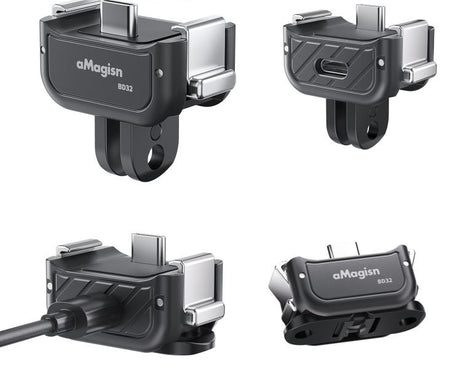 aMagisn Dual-Interface Quick Release Mount for DJI Pocket 4 / 3, Standard Mount, Charging Mount