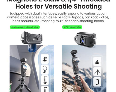 aMagisn Dual-Interface Quick Release Mount for DJI Pocket 4 / 3, Standard Mount, Charging Mount