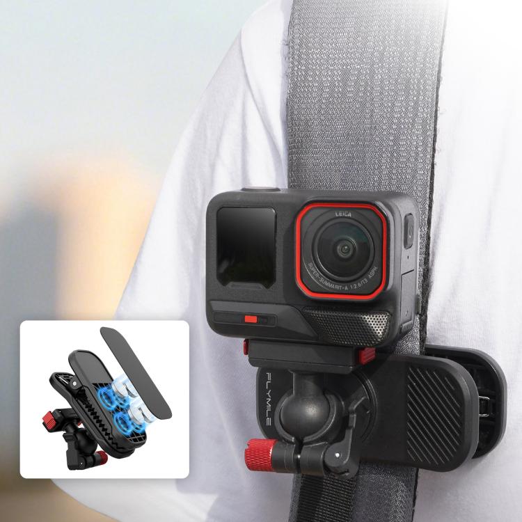Flymile Magnetic Quick-release Backpack Shoulder Strap Clip Bracket, For DJI Osmo Action 3 / 4 / 5 Pro, For DJI Osmo Action 6 / Nano, For Insta360 Ace / Ace Pro / 2 / X5
