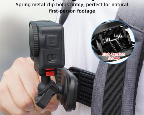 Flymile Magnetic Quick-release Backpack Shoulder Strap Clip Bracket, For DJI Osmo Action 3 / 4 / 5 Pro, For DJI Osmo Action 6 / Nano, For Insta360 Ace / Ace Pro / 2 / X5
