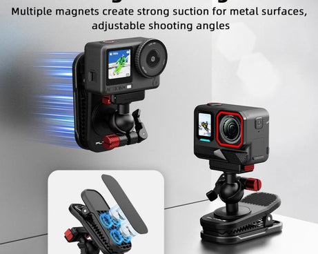 Flymile Magnetic Quick-release Backpack Shoulder Strap Clip Bracket, For DJI Osmo Action 3 / 4 / 5 Pro, For DJI Osmo Action 6 / Nano, For Insta360 Ace / Ace Pro / 2 / X5