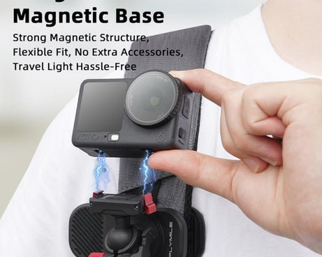 Flymile Magnetic Quick-release Backpack Shoulder Strap Clip Bracket, For DJI Osmo Action 3 / 4 / 5 Pro, For DJI Osmo Action 6 / Nano, For Insta360 Ace / Ace Pro / 2 / X5
