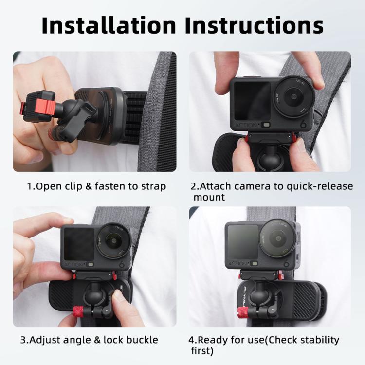 Flymile Magnetic Quick-release Backpack Shoulder Strap Clip Bracket, For DJI Osmo Action 3 / 4 / 5 Pro, For DJI Osmo Action 6 / Nano, For Insta360 Ace / Ace Pro / 2 / X5