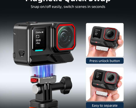 For Insta360 Ace Pro 2 / X5 Flymile Locking Extension Adapter Magnetic Quick Release Base