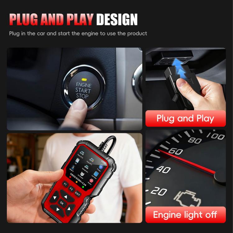 Car Fault Diagnostic Scanner OBD2 Engine Fault Code Reader, Red