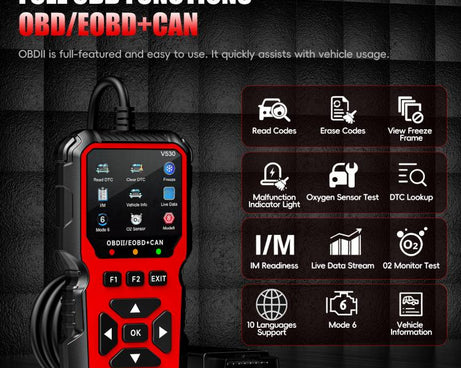 Car Fault Diagnostic Scanner OBD2 Engine Fault Code Reader, Red