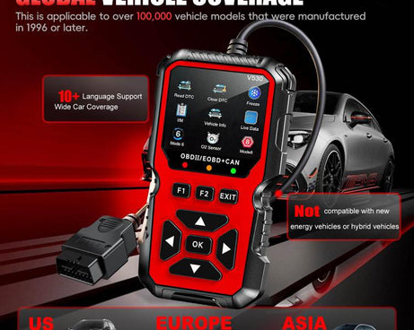 Car Fault Diagnostic Scanner OBD2 Engine Fault Code Reader, Red