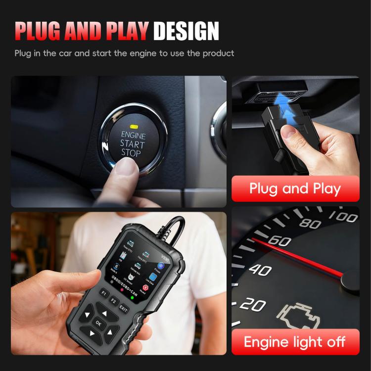 FOXSUR V530 Car Fault Diagnostic Scanner OBD2 Engine Fault Code Reader, Black