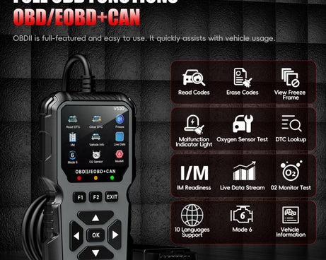 FOXSUR V530 Car Fault Diagnostic Scanner OBD2 Engine Fault Code Reader, Black