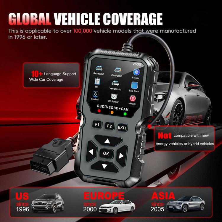 FOXSUR V530 Car Fault Diagnostic Scanner OBD2 Engine Fault Code Reader, Black