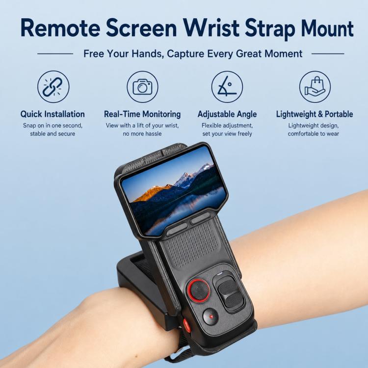 For Insta360 Luna Ultra Wrist Strap Mount Holder Remote Screen Rotating Bracket, Standard (Orange), Standard (Black), Standard (Red White Stripes), Standard (Blue White Stripes), Multi-Angle (Orange), Multi-Angle (Black), Multi-Angle (Red White Stripes...