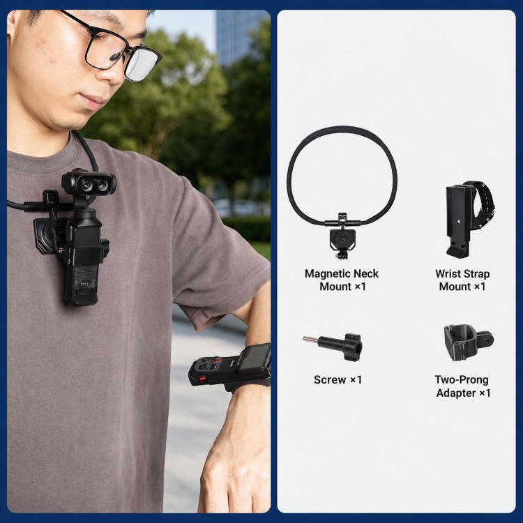 For Insta360 Luna Ultra Neck Mount And Wrist Strap Holder Kit Action Camera And Remote, 4-Piece Set, 5-Piece Set