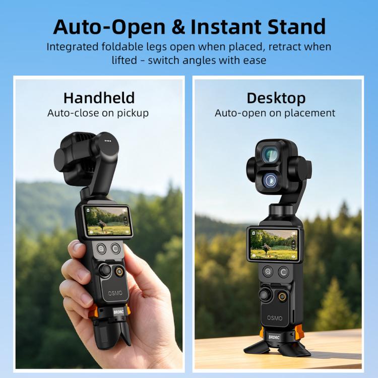 For DJI Osmo Pocket 4P / 4 / 3 BRDRC Charging Magnetic Quick-release Tripod