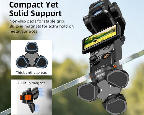 For DJI Osmo Pocket 4P / 4 / 3 BRDRC Charging Magnetic Quick-release Tripod