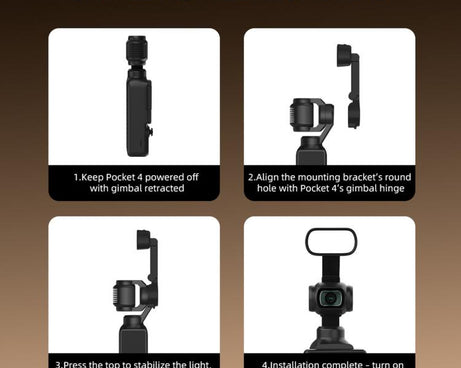 For DJI Osmo Pocket 4 BRDRC Camera Handheld Gimbal Selfie Fill Light