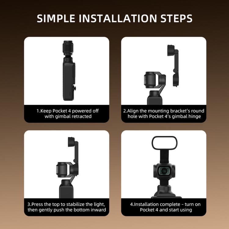 For DJI Osmo Pocket 4 BRDRC Camera Handheld Gimbal Selfie Fill Light