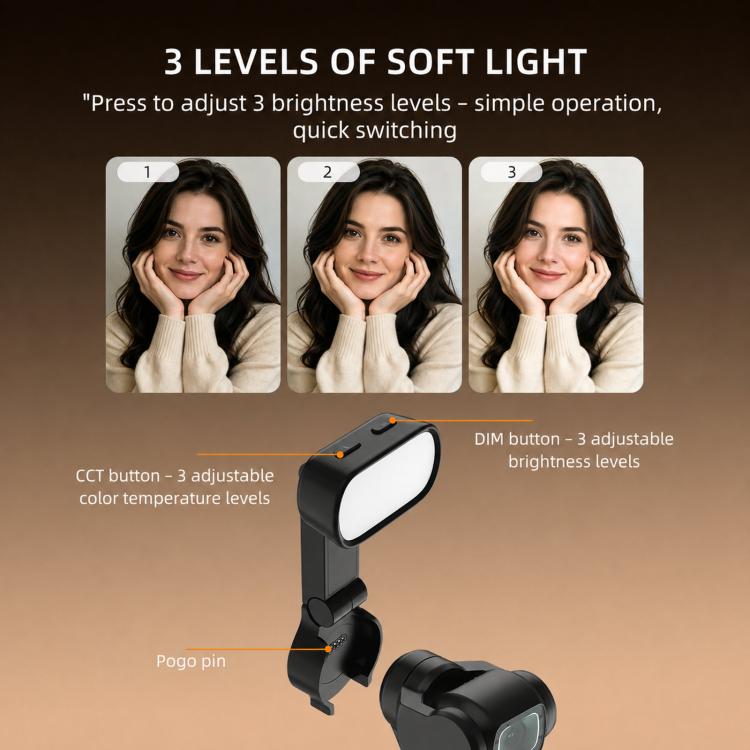 For DJI Osmo Pocket 4 BRDRC Camera Handheld Gimbal Selfie Fill Light