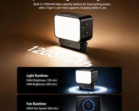 ShiYifan 2 In 1 Cooling Fan & Fill Light, For DJI Osmo Nano, For DJI Osmo Action 6, For DJI Osmo Action 4 / 5, For DJI Osmo Pocket 4 / 3 / Insta360 Luna Ultra