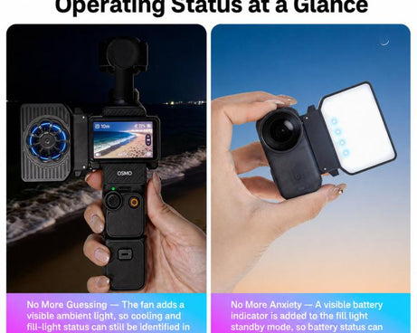 ShiYifan 2 In 1 Cooling Fan & Fill Light, For DJI Osmo Nano, For DJI Osmo Action 6, For DJI Osmo Action 4 / 5, For DJI Osmo Pocket 4 / 3 / Insta360 Luna Ultra