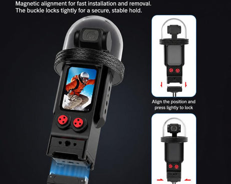 For DJI Osmo Pocket 3 Aluminium Waterproof Housing Case 80M Deep Diving Shell, Standard, Universal Dual-Card, Magnetic Quick-Release Dual-Card, 1 inch Ball Head