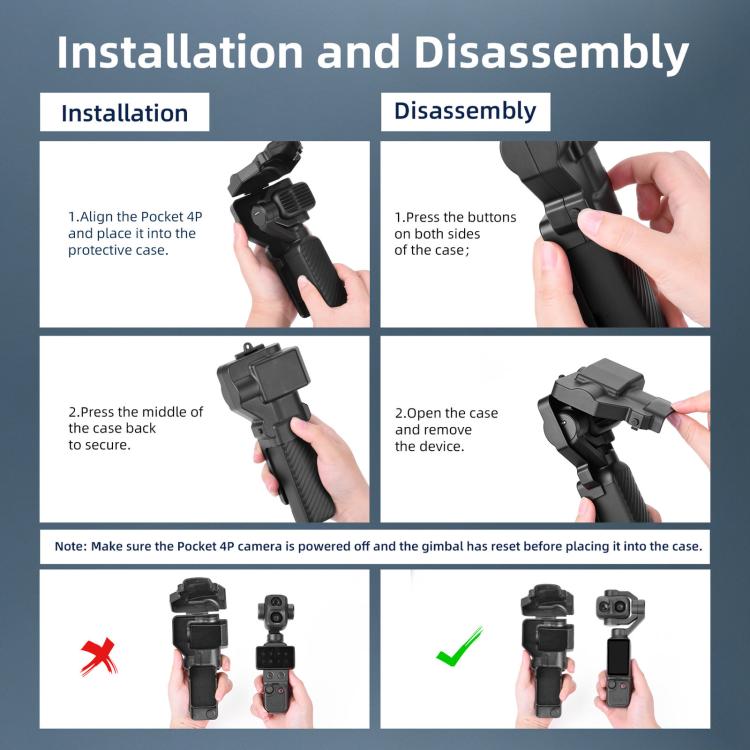 For DJI Osmo Pocket 4P BRDRC Lens Screen Dustproof Semi-Enclosed Protective Case