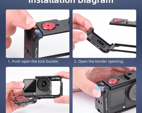 For DJI Osmo Action 6 Flymile Action Camera Metal Protective Case Extension Frame
