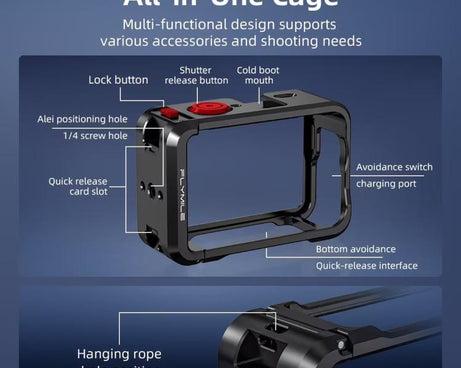 For DJI Osmo Action 6 Flymile Action Camera Metal Protective Case Extension Frame
