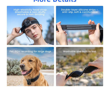aMagisn Adjustable Headband Strap for Insta360 GO Ultra & DJI Osmo Nano Magnetic Cap Clip, Only Headband
