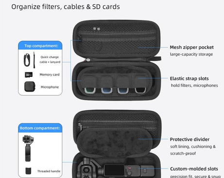 For DJI Osmo Pocket 4P BRDRC Portable Camera Filter Carrying Case