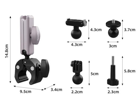 Flymile Camera Motorcycle Bicycle Riding Extension Bracket, For DJI Osmo Action 3 / 4 / 5 Pro, For DJI Osmo Action 6 / Nano