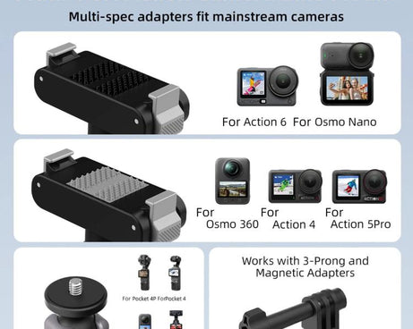Flymile Camera Motorcycle Bicycle Riding Extension Bracket, For DJI Osmo Action 3 / 4 / 5 Pro, For DJI Osmo Action 6 / Nano