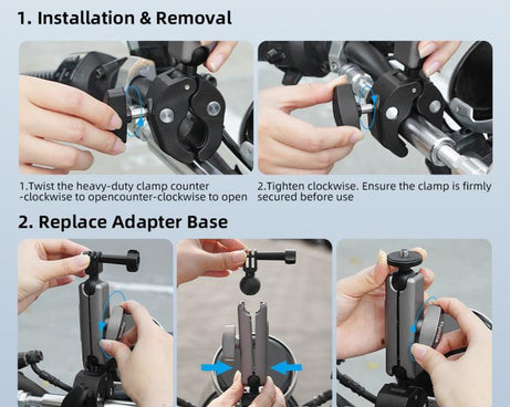 Flymile Camera Motorcycle Bicycle Riding Extension Bracket, For DJI Osmo Action 3 / 4 / 5 Pro, For DJI Osmo Action 6 / Nano