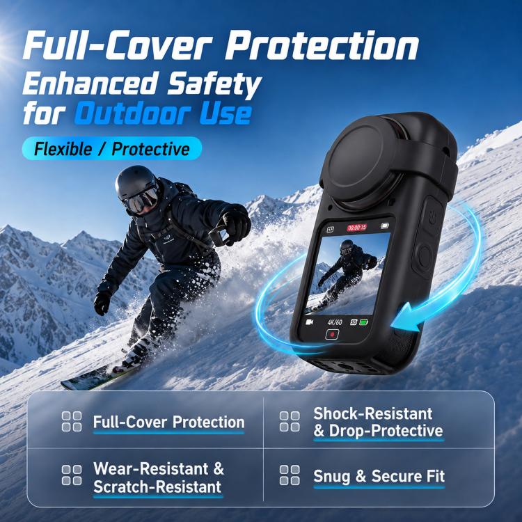 For Insta360 X6 Silicone Protective Case & Lens Cap Set Soft Body Sleeve Cover, Silicone Case