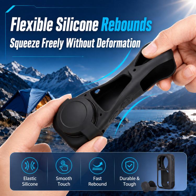 For Insta360 X6 Silicone Protective Case & Lens Cap Set Soft Body Sleeve Cover, Silicone Case
