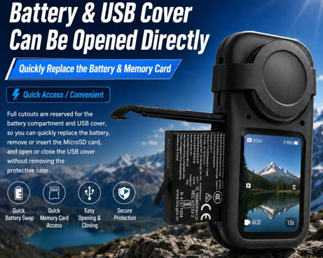 For Insta360 X6 Silicone Protective Case & Lens Cap Set Soft Body Sleeve Cover, Silicone Case