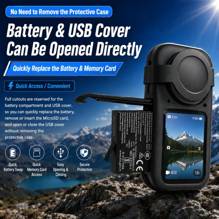 For Insta360 X6 Silicone Protective Case & Lens Cap Set Soft Body Sleeve Cover, Silicone Case