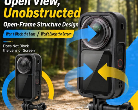For Insta360 X6 Frame Cage Drop-Resistant Protective Case Shel with 1/4-inch Mount Adapter, PVC Cage