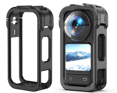 For Insta360 X6 PC Magnetic Quick-Release Frame Cage Protective Camera Housing With Cold Shoe, PC Material