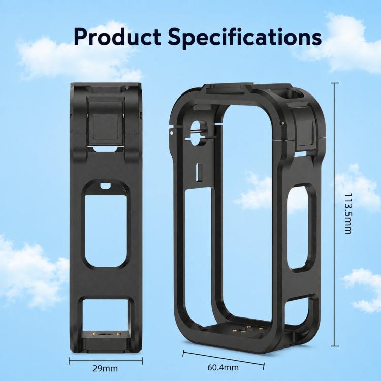 For Insta360 X6 PC Magnetic Quick-Release Frame Cage Protective Camera Housing With Cold Shoe, PC Material