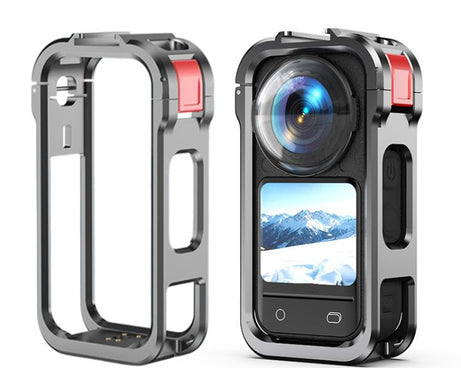 For Insta360 X6 Metal Magnetic Quick-Release Frame Cage Protective Camera Housing With Cold Shoe, Metal Material