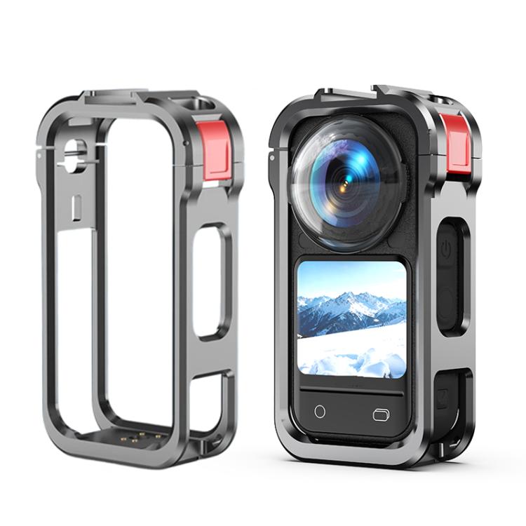 For Insta360 X6 Metal Magnetic Quick-Release Frame Cage Protective Camera Housing With Cold Shoe, Metal Material