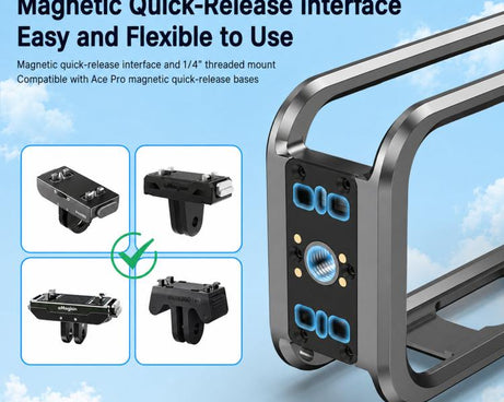 For Insta360 X6 Metal Magnetic Quick-Release Frame Cage Protective Camera Housing With Cold Shoe, Metal Material